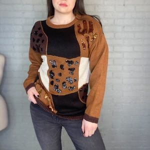 Victoria Harbour Vintage Bead & Sequin Sweater Medium
